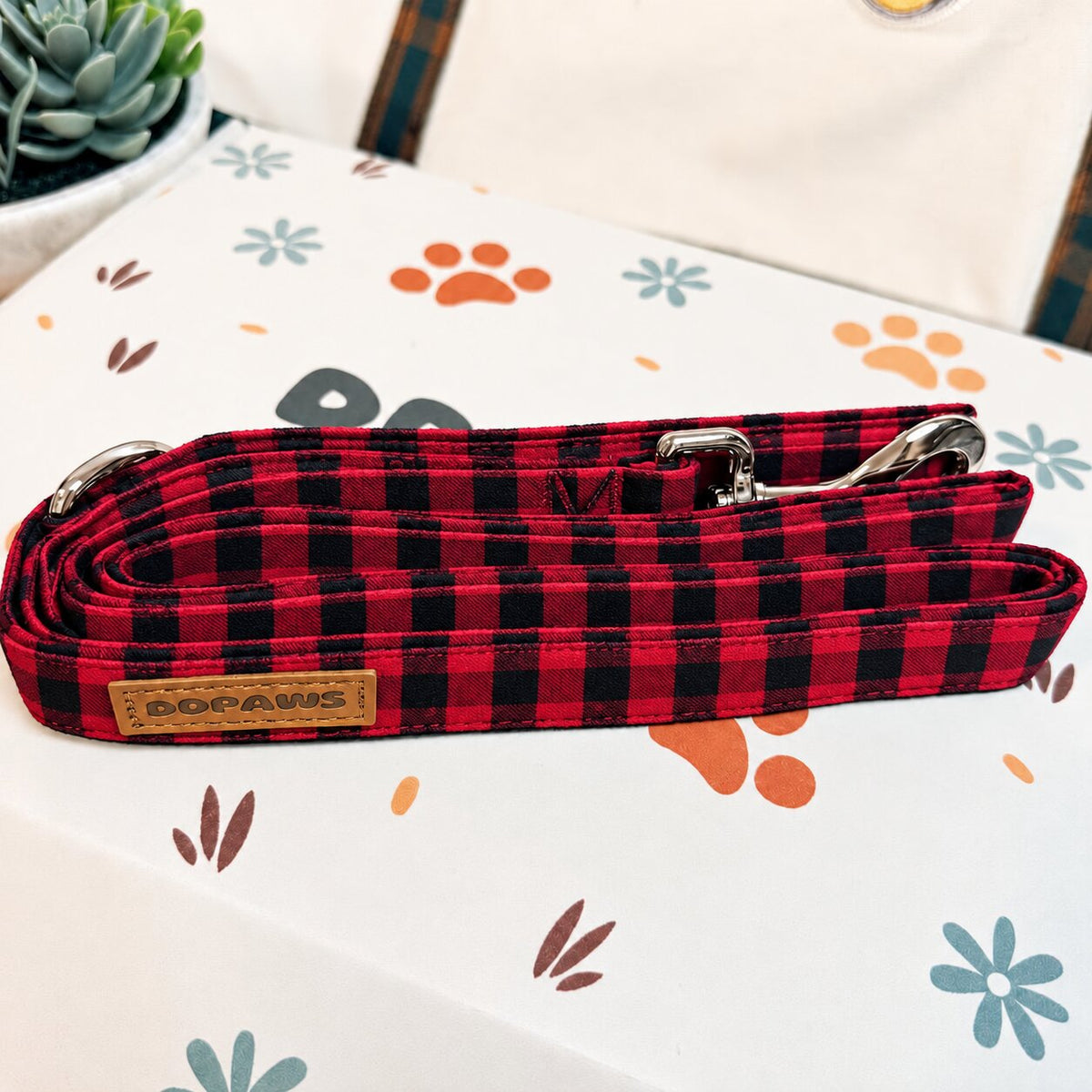 Designed Red Buffalo Plaid Dog Harness Set