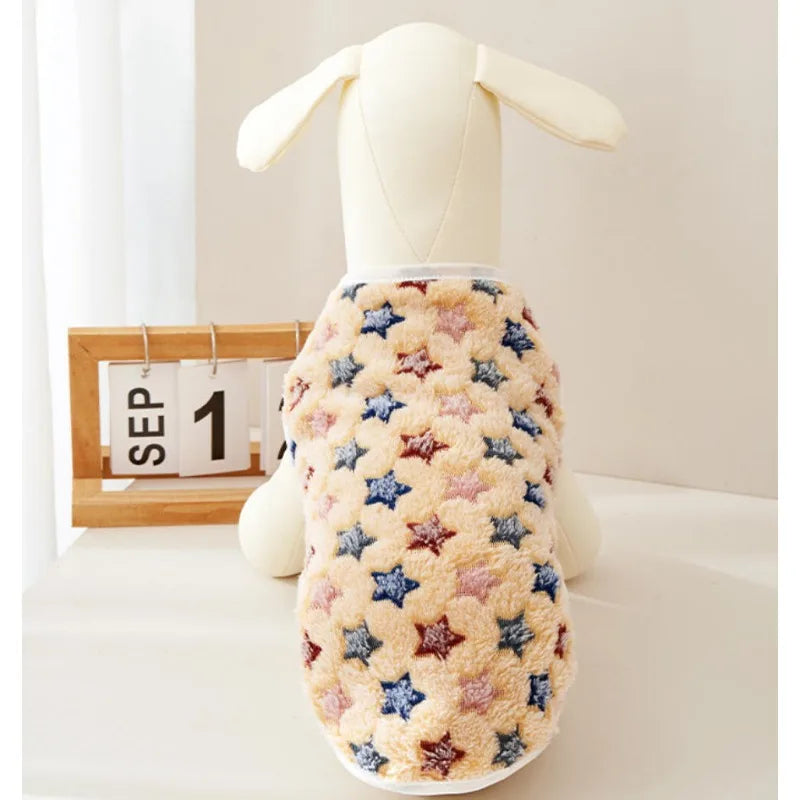 Flannel Dog Vest – Soft Paw Print Pet Clothes for Small & Medium Dogs