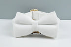 White Velvet Personalized Dog Collar, Leash & Harness Set
