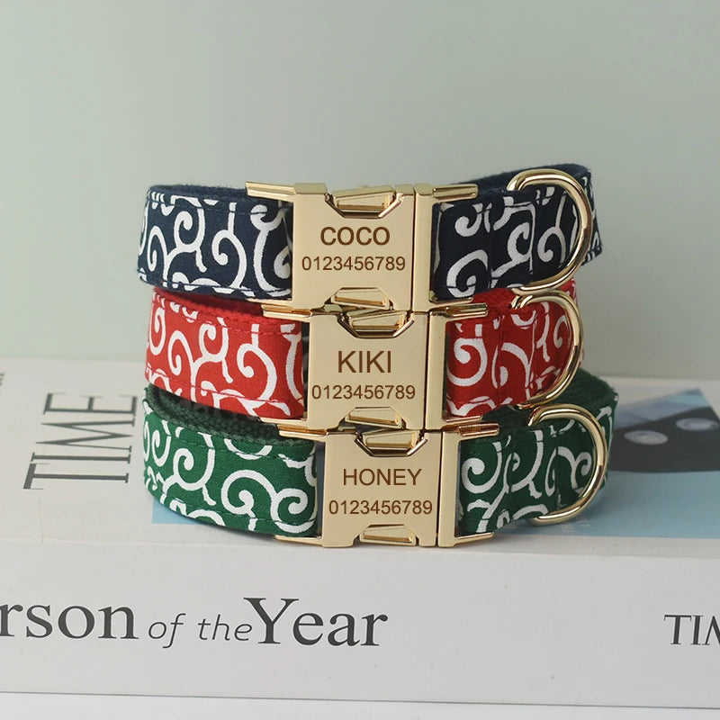 High Quality Dog Collar & Leash Set – Personalized Engraved Nameplate, Padded