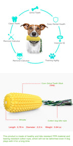 Squeaky Corn Dog Toy – Durable Elastic Chew Toy for Teeth Cleaning & IQ Training