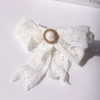 Luxury Pearl Personalized  Dog Collar and Leash Set, Lace Bowtie with Rhinestone Sparkle, Elegant Puppy Girl Pet Necklace