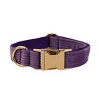 Purple Corduroy Dog Collar Leash and Harness Set