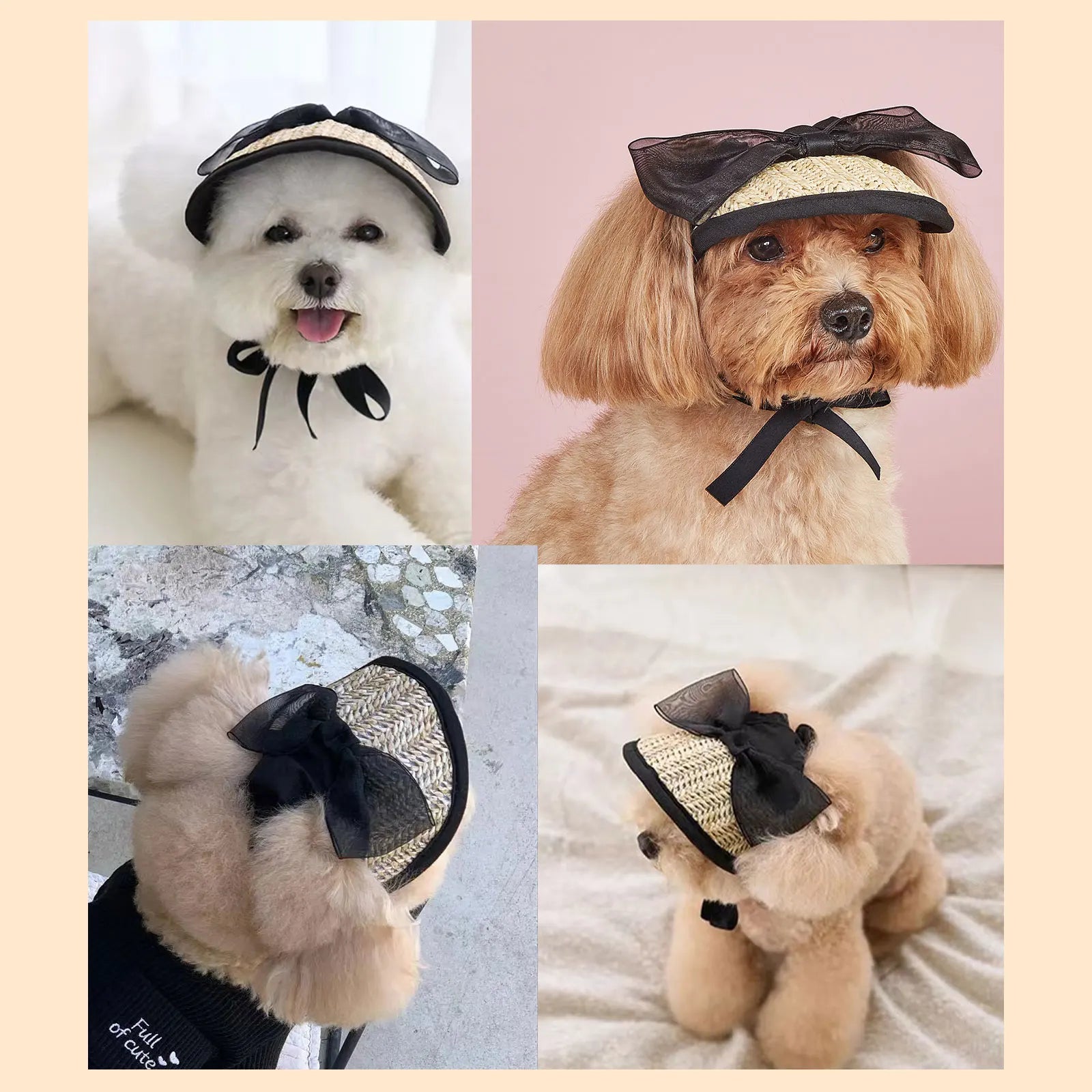 Summer Pet Sun Hat – Adjustable Lace Bow Cap for Dogs & Cats