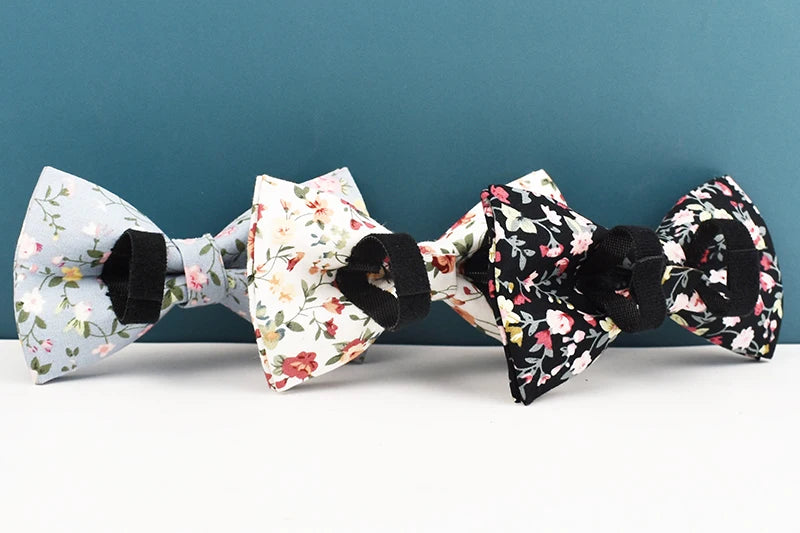 Personalized Dog Collar Leash Harness Set, Custom Name Printed Pet Accessories with Bow Tie, Luxury Tactical Dog Collar