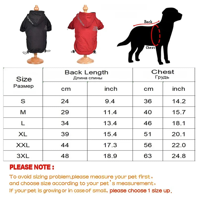 Waterproof Warm Dog Jacket – Reflective Hooded Winter Coat for Small to Large Pets