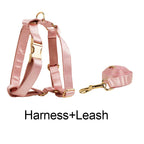 Satin Pink Wedding Dog Collar Leash Harness Set
