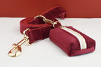 Red Wine Velvet Personalized Dog Collar, Leash & Harness Set