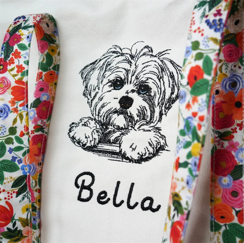 Embroidered Canvas Tote Bag