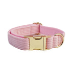 Pink Corduroy Personalized Dog Collar, Leash & Harness Set