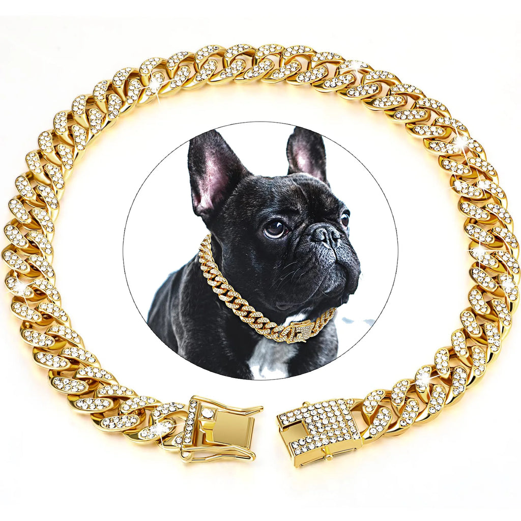 Diamond Cuban Chain Dog Collar – Luxury Pet Jewelry with Secure Buckle