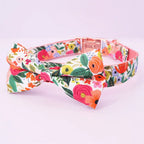 DDPaws  Classical Floral Dog Harness, Collar Flower Matching leash, Bandana, Shampoo Bag with Personalized Name, Telphone
