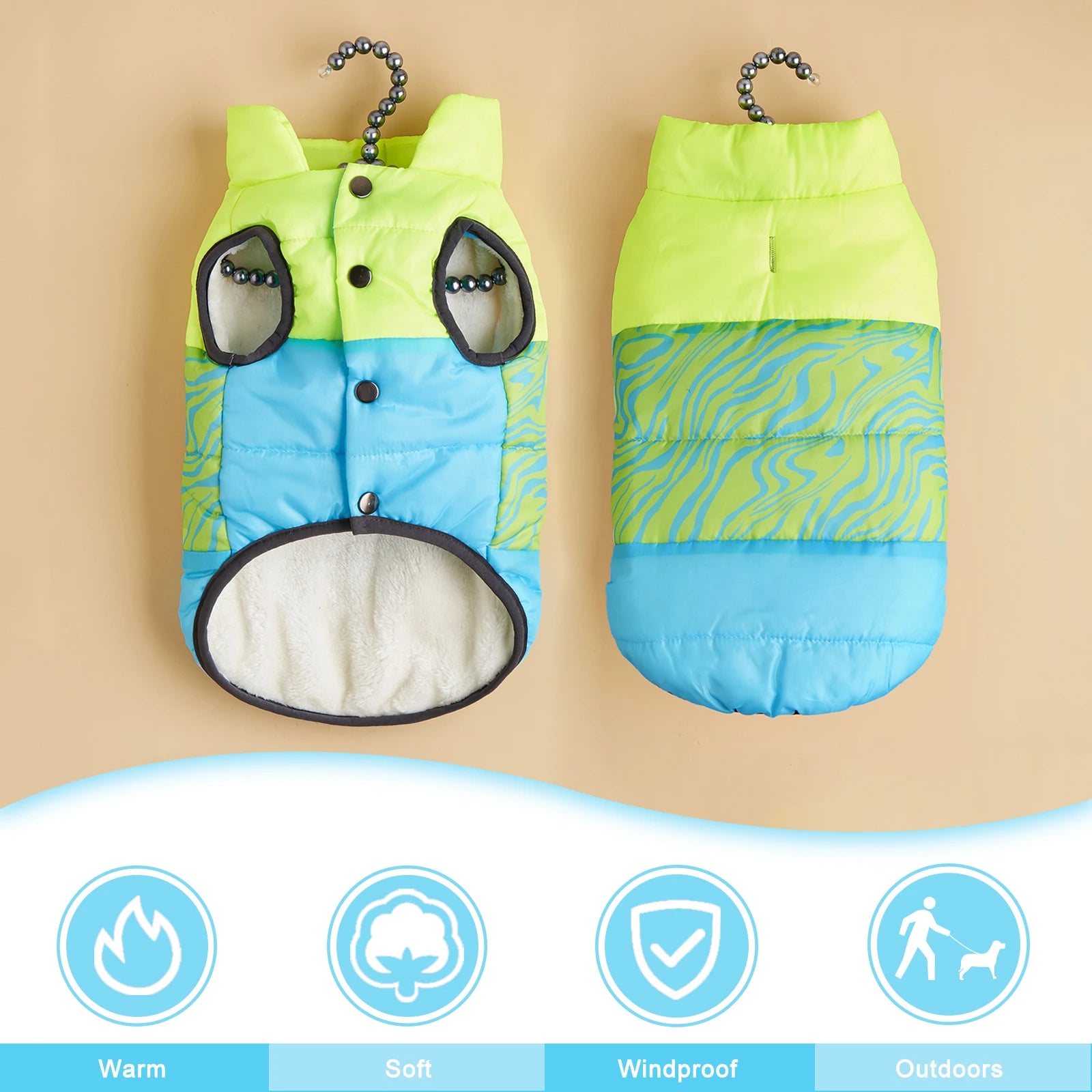 Winter Dog Vest Coat – Windproof Double-Layer Fleece Jacket for Small & Medium Dogs