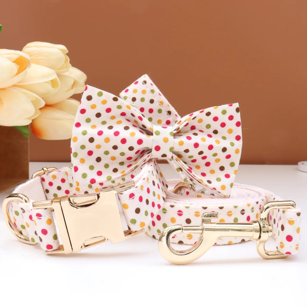 Personalized Dog Collar Bowtie Leash Set