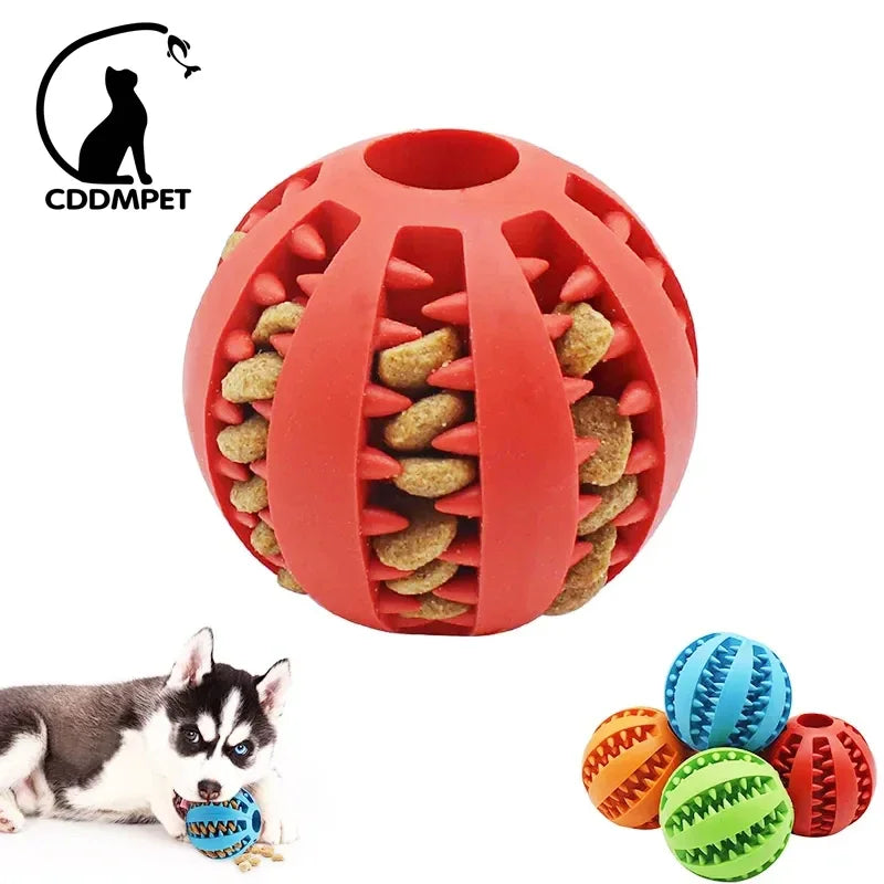 Rubber Dog Ball Toy – Interactive Chew & Food Dispensing Ball for Small Dogs