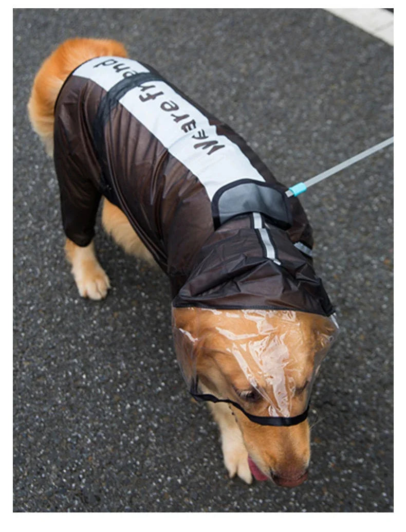 Transparent Hooded Dog Raincoat – Full-Body Waterproof PU Jacket for All Breeds