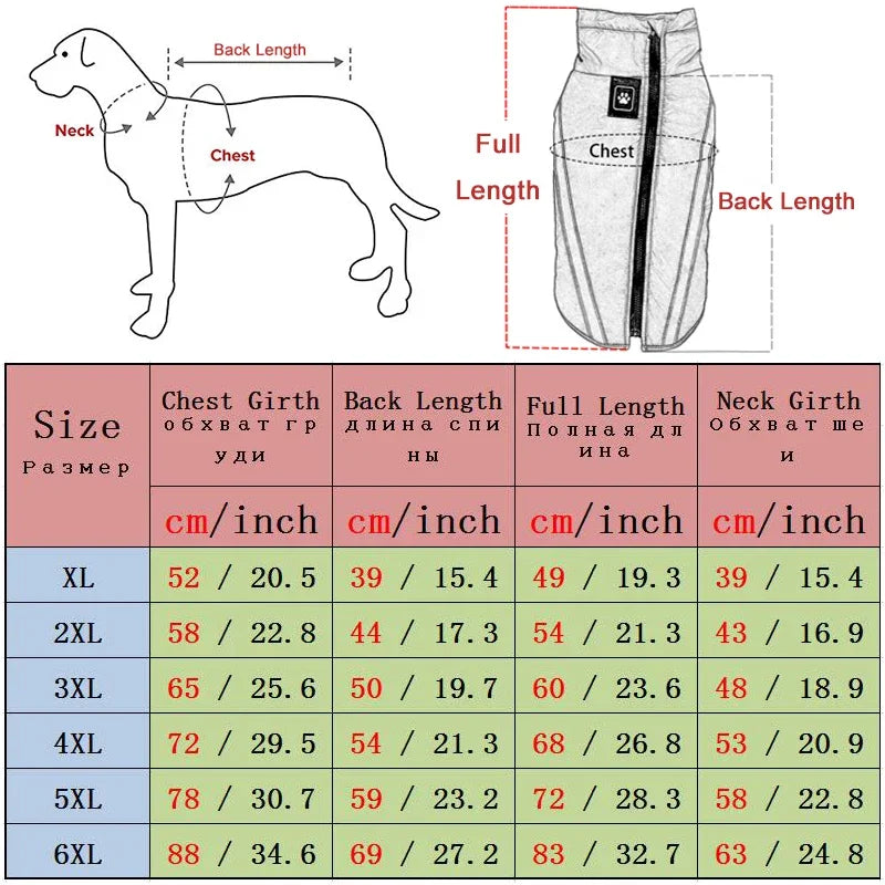 Waterproof Winter Dog Coat – Padded Fleece Jacket for Large Dogs