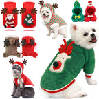 Christmas Dog Hoodie – Warm Winter Pet Costume with Santa & Elk Design