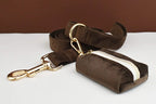 Dark Brown Velvet Personalized Dog Collar, Leash & Harness Set