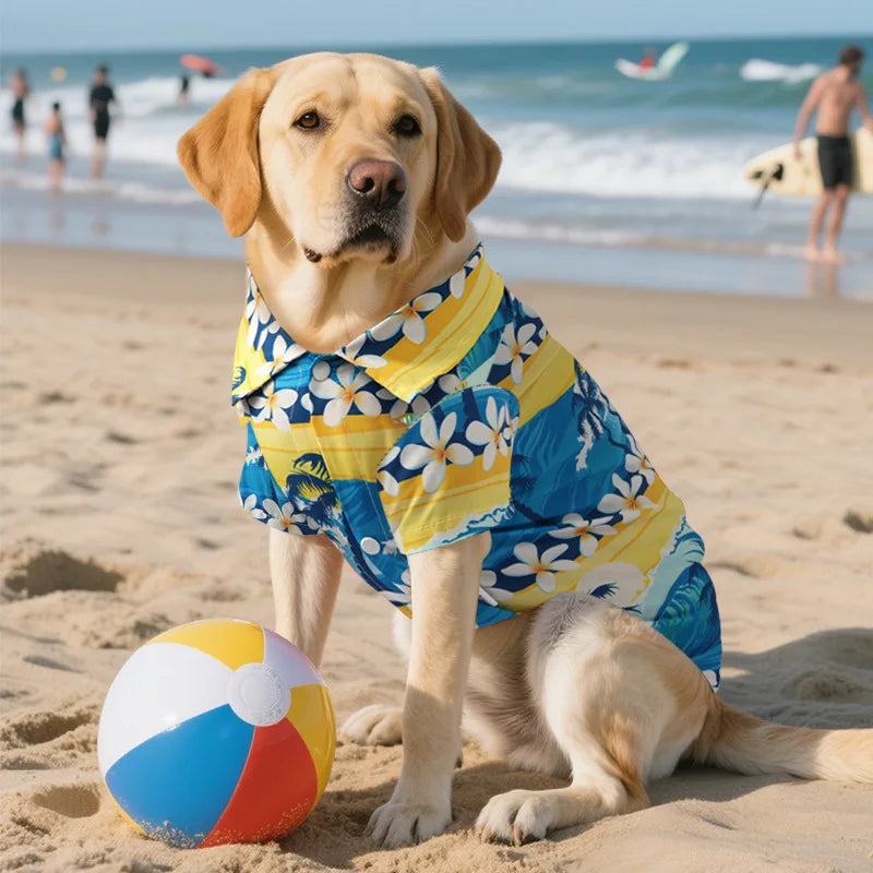 Hawaiian Style Dog Shirt – Summer Beach Outfit for Medium & Large Dogs