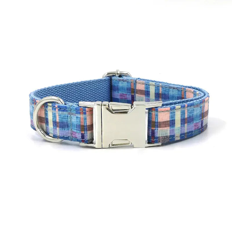 Multi Personalized Print Floral Cotton Adjustable Dog Collars -  Engravable