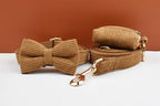 Caramel Corduroy Personalized Dog Collar, Leash & Harness Set