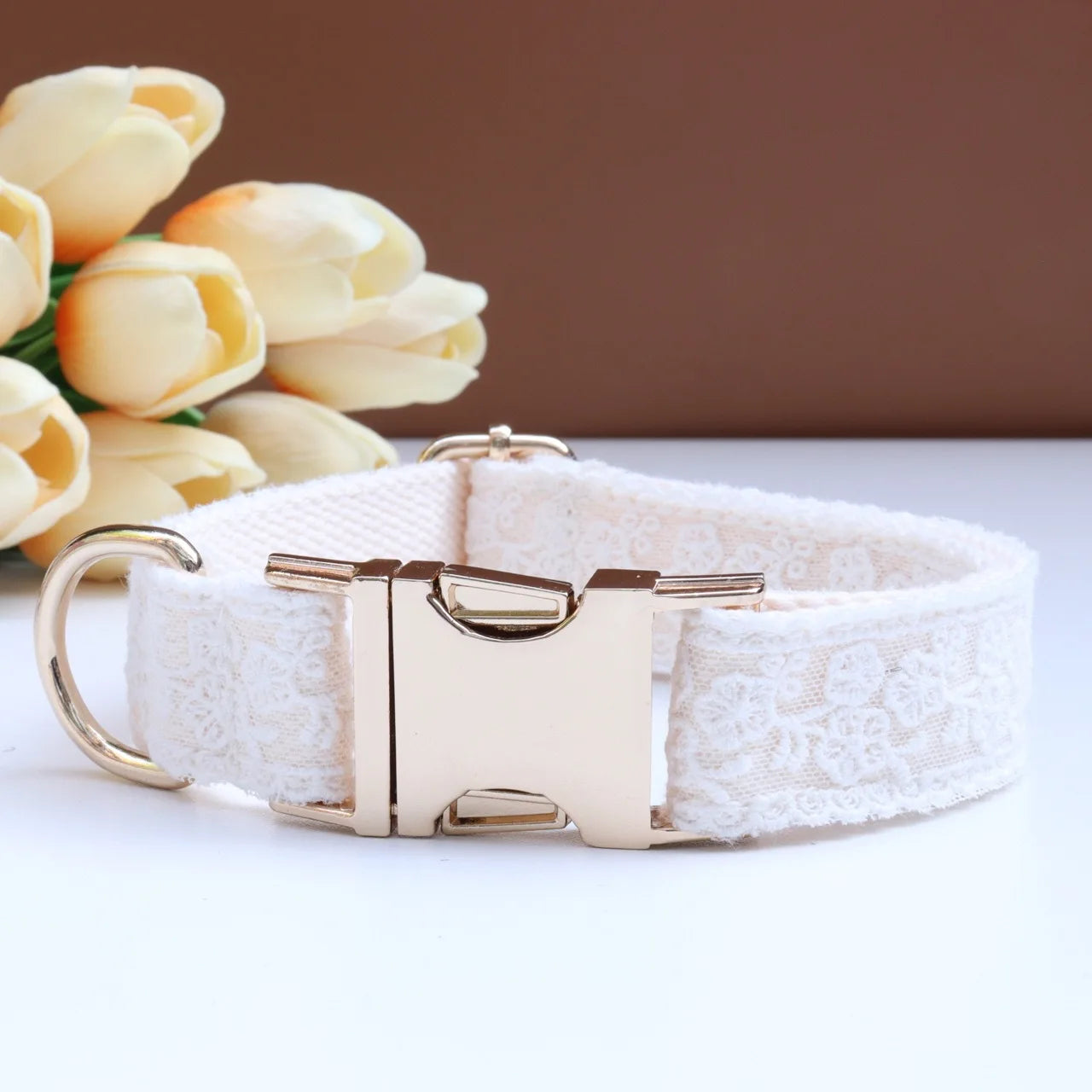 Luxury Pearl Personalized  Dog Collar and Leash Set, Lace Bowtie with Rhinestone Sparkle, Elegant Puppy Girl Pet Necklace