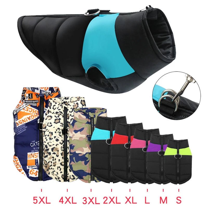 Waterproof Padded Dog Jacket – Warm Winter Vest for Small, Medium & Large Dogs