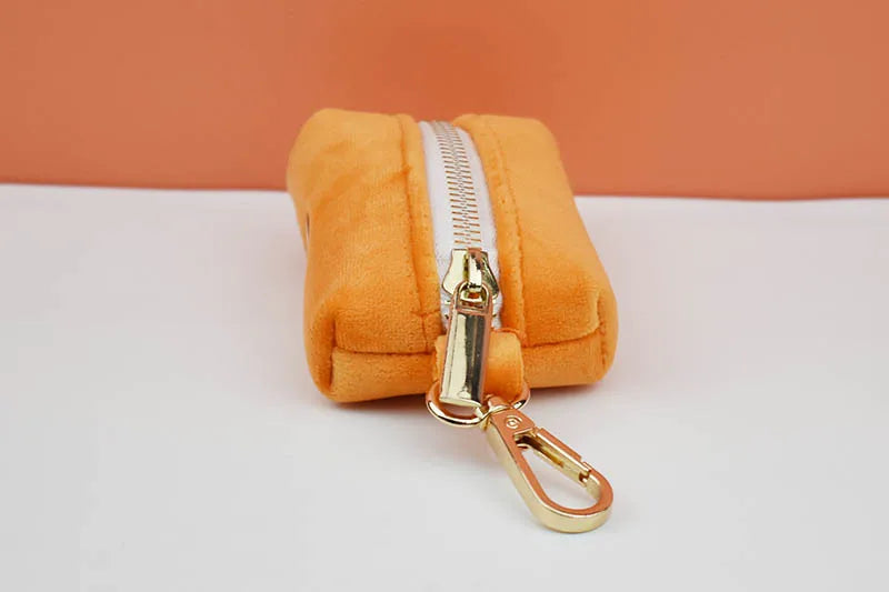 Orange Velvet Personalized Dog Collar, Leash & Harness Set