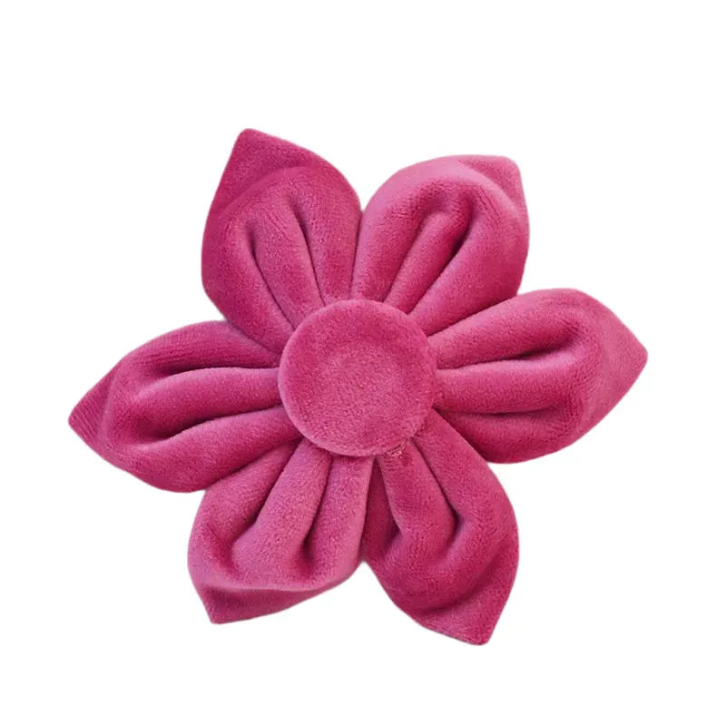 Rose Red Velvet Dog Collar Leash and Harness Set