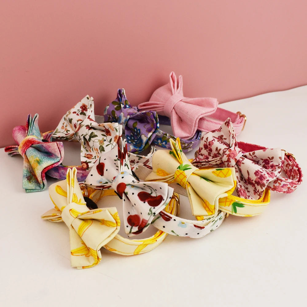 Corduroy Cat Collar Bowknot Adjustable Safety Personalized pet collar Customized Name Soft