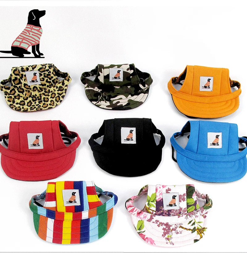 Dog Sun Hat – Adjustable Canvas Baseball Cap for Small & Medium Dogs