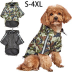 Reflective Large Dog Raincoat – Waterproof Camouflage Hooded Jumpsuit for Outdoor Protection