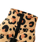 Leopard Print Winter Dog Jacket – Warm, Windproof & Stylish with D-Ring Design