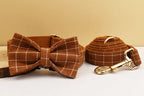 Personalized Plaid Dog Collar Leash Set