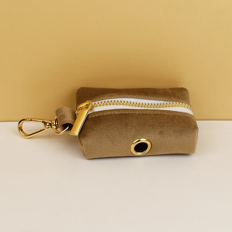 Shallow Khaki Velvet Personalized Dog Collar, Leash & Harness Set