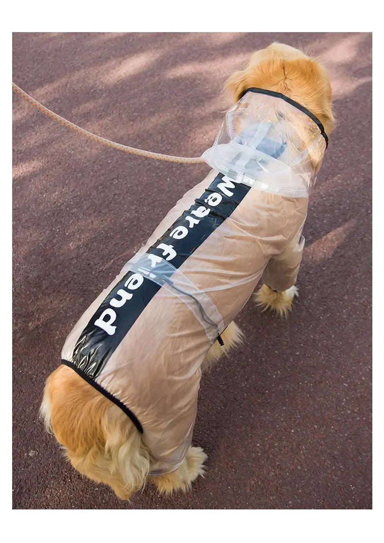 Transparent Hooded Dog Raincoat – Full-Body Waterproof PU Jacket for All Breeds