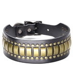 Genuine Leather Dog Collar – 2-Inch Wide Luxury Spike & Diamond Design for Medium & Large Dogs
