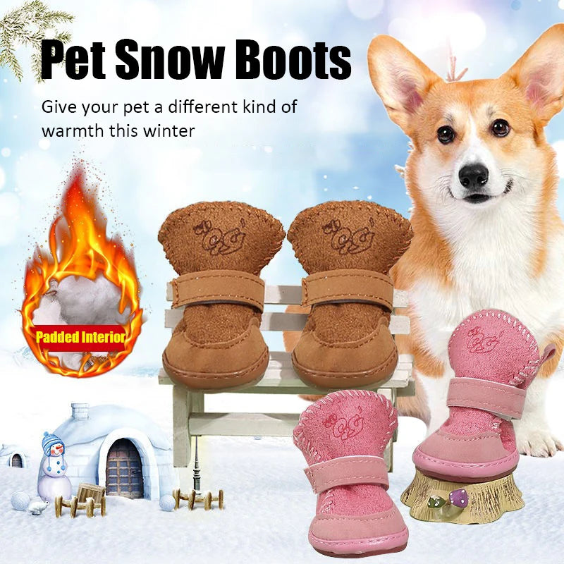 Pet Snow Boots – Soft Cotton Winter Shoes for Small Dogs & Cats