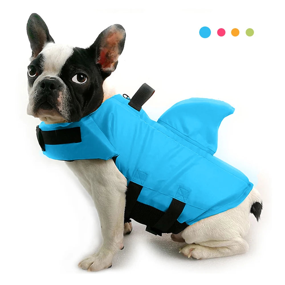 Shark Dog Life Jacket – Adjustable Buoyancy Safety Vest with Handle for Small to Large Dogs