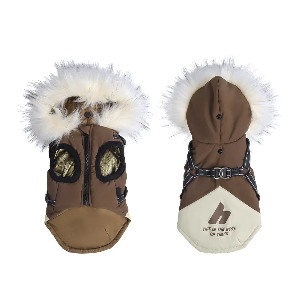 Fleece Hooded Dog Winter Coat – Soft Plush Cotton Vest for Warmth and Comfort