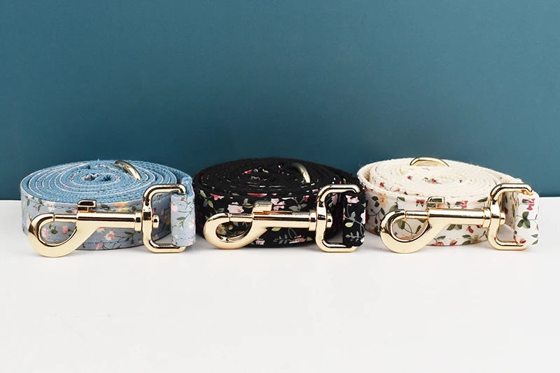 Personalized Dog Collar Leash Harness Set, Custom Name Printed Pet Accessories with Bow Tie, Luxury Tactical Dog Collar