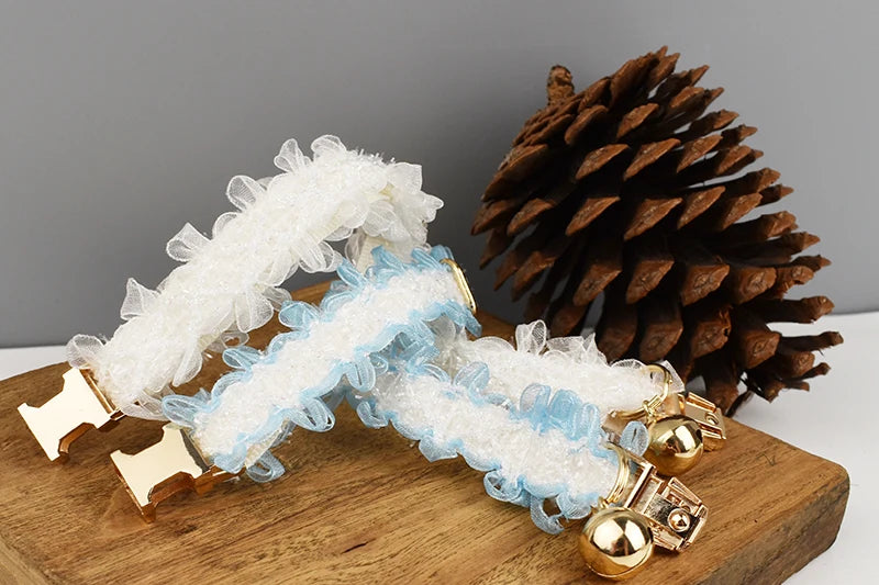 Lace Cat Collar  – Personalized Engraved Nameplate, Padded Small Dogs