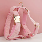 Pink Corduroy Personalized Dog Collar, Leash & Harness Set