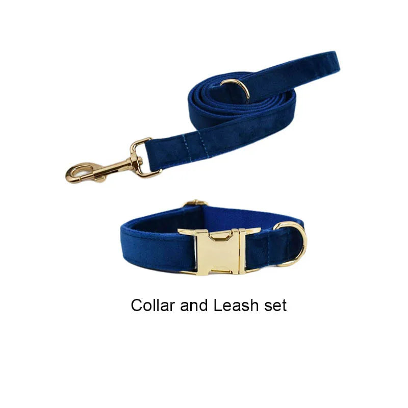 Blue Velvet Personalized Dog Collar, Leash & Harness Set