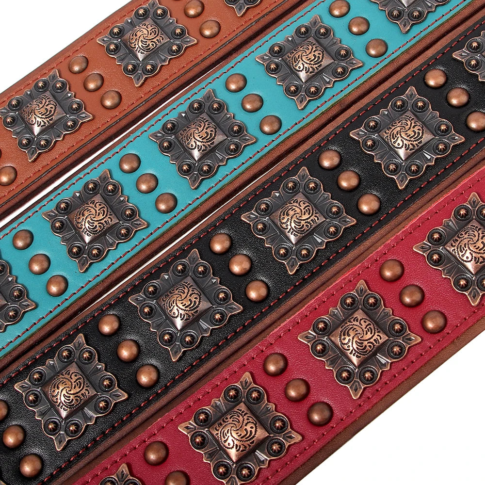 Real Leather Dog Collar & Leash Set – Durable Padded Luxury Design for Medium & Large Dogs