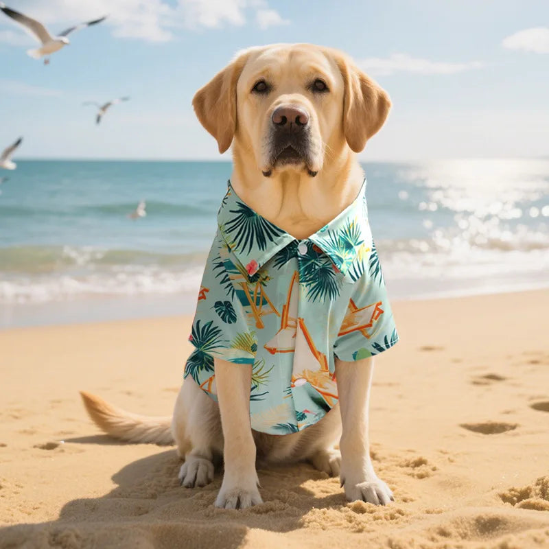Hawaiian Style Dog Shirt – Summer Beach Outfit for Medium & Large Dogs