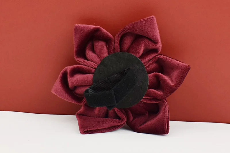 Red Wine Velvet Personalized Dog Collar, Leash & Harness Set