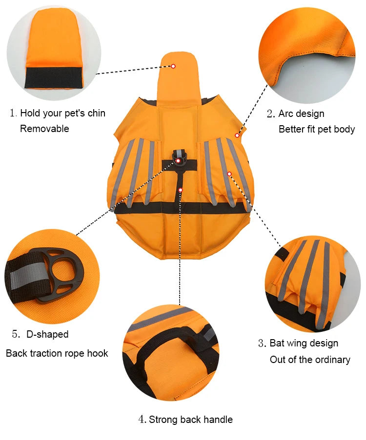 Dog Life Jacket – High Buoyancy Safety Vest with Adjustable Straps and Rescue Handle