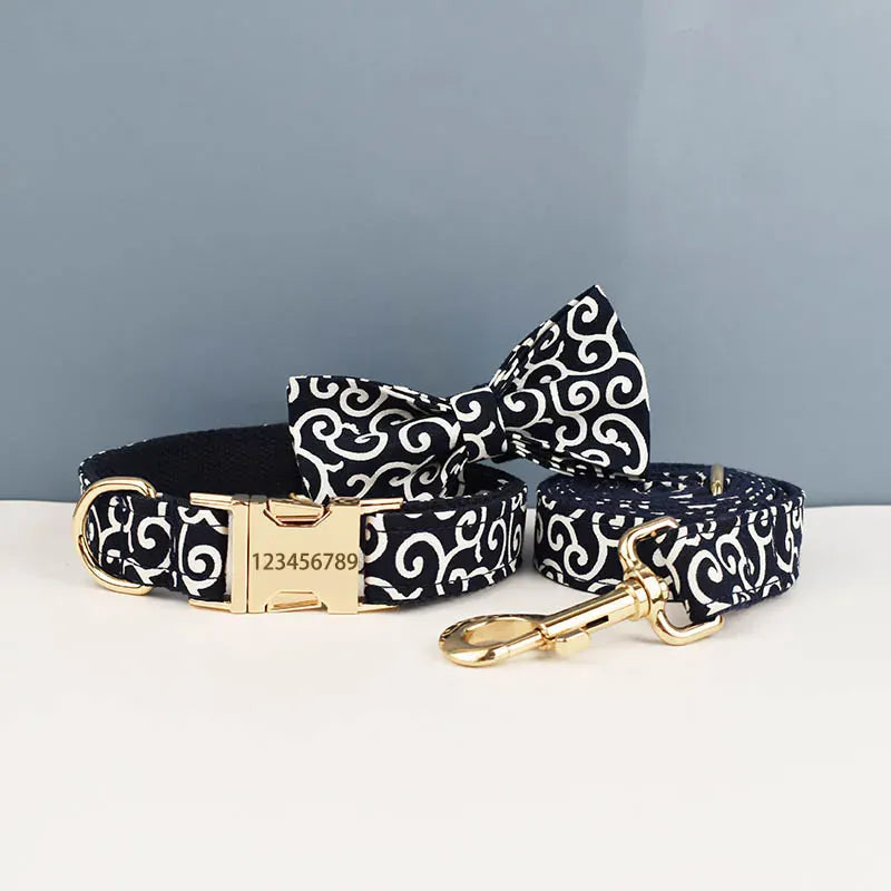 DDPaws  Custom Soft Collars Pet Accessories with Personalized Dog Collar Leashes Harness Bow Tie